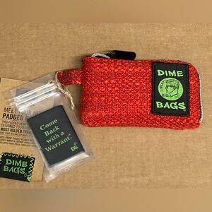 5” RED Padded Hemp Pouch Zippered Bag from Dime Bags NEW with Tags